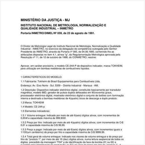 Portaria DIMEL/INMETRO 59:1991 - Situação: Em vigor