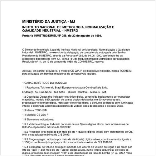 Portaria DIMEL/INMETRO 58:1991 - Situação: Revisto