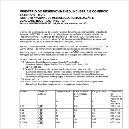 Portaria DIMEL/INMETRO 199:2002 - Situação: Revisto