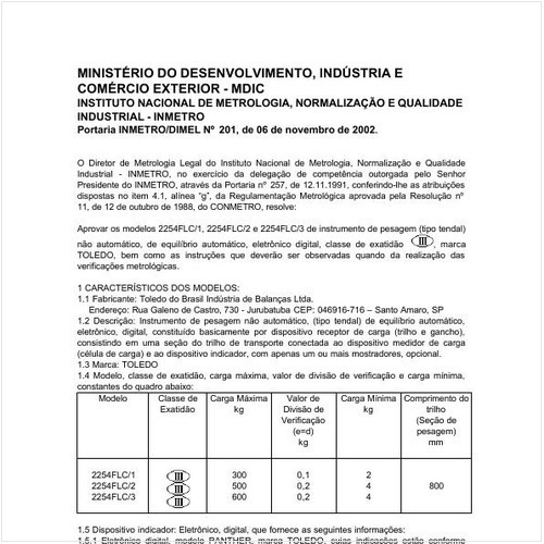Portaria DIMEL/INMETRO 201:2002 - Situação: Revisto