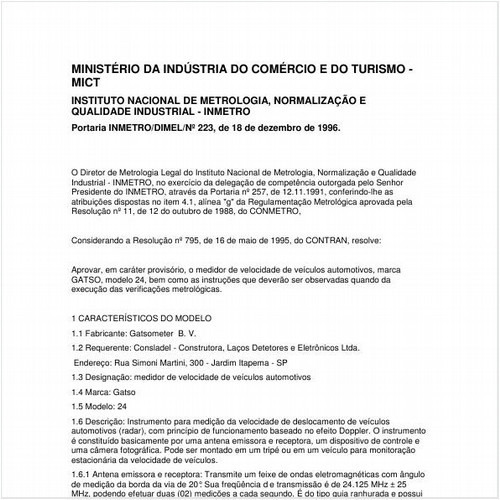 Portaria DIMEL/INMETRO 223:1996 - Situação: Em vigor