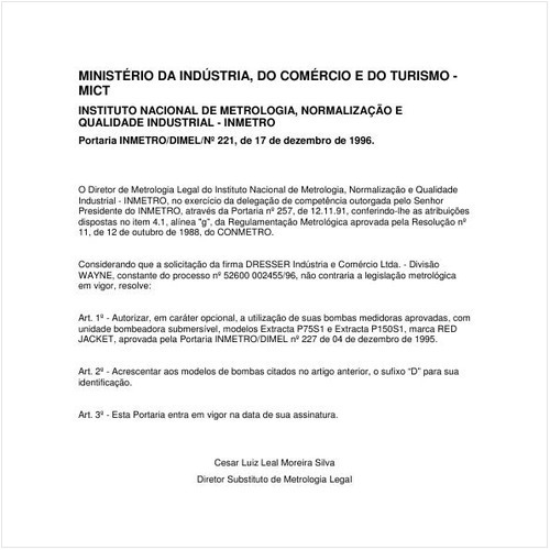 Portaria DIMEL/INMETRO 221:1996 - Situação: Revisto