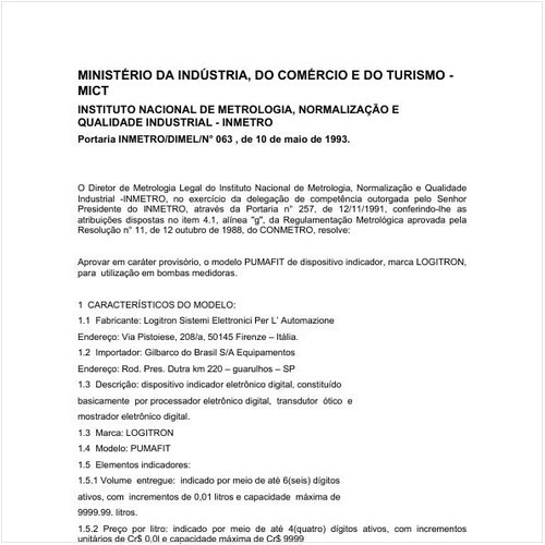 Portaria DIMEL/INMETRO 63:1993 - Situação: Revisto