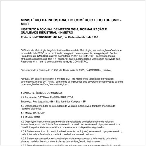 Portaria DIMEL/INMETRO 146:1996 - Situação: Em vigor
