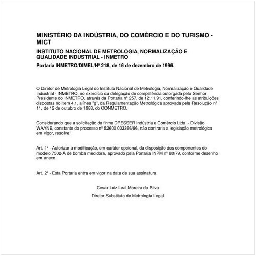 Portaria DIMEL/INMETRO 218:1996 - Situação: Revisto