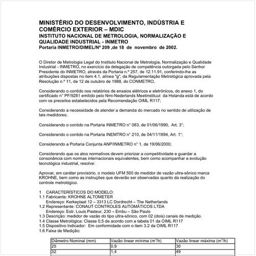 Portaria DIMEL/INMETRO 209:2002 - Situação: Revogado