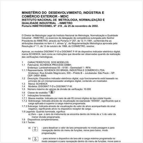 Portaria DIMEL/INMETRO 219:2002 - Situação: Revisto