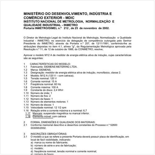 Portaria DIMEL/INMETRO 212:2002 - Situação: Revisto