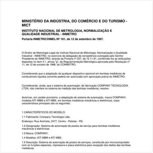 Portaria DIMEL/INMETRO 101:1997 - Situação: Revogado