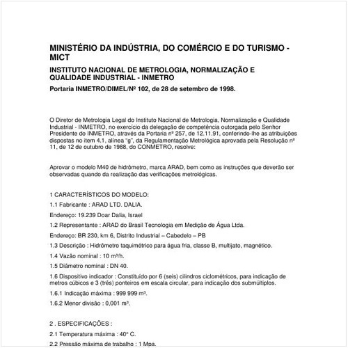 Portaria DIMEL/INMETRO 102:1998 - Situação: Revisto