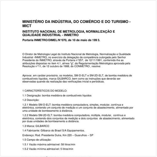 Portaria DIMEL/INMETRO 70:1993 - Situação: Revisto
