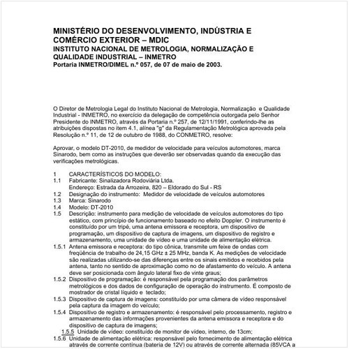 Portaria DIMEL/INMETRO 57:2003 - Situação: Em vigor
