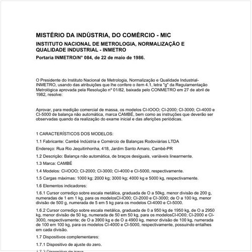 Portaria INMETRO/MIC 84:1986 - Situação: Revisto