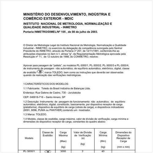 Portaria DIMEL/INMETRO 105:2003 - Situação: Revisto