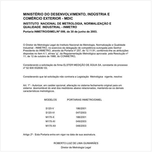 Portaria DIMEL/INMETRO 99:2003 - Situação: Revogado