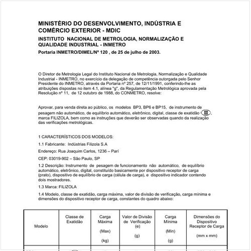 Portaria DIMEL/INMETRO 120:2003 - Situação: Revisto