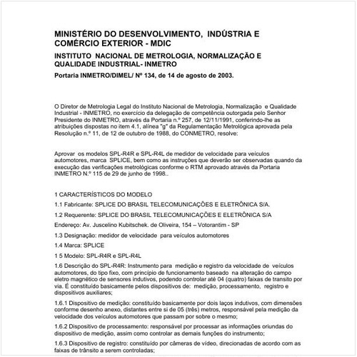 Portaria DIMEL/INMETRO 134:2003 - Situação: Revisto