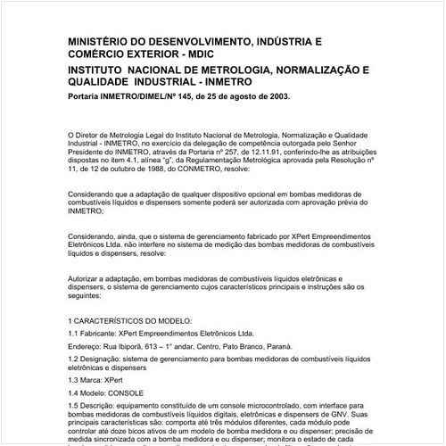 Portaria DIMEL/INMETRO 145:2003 - Situação: Em vigor