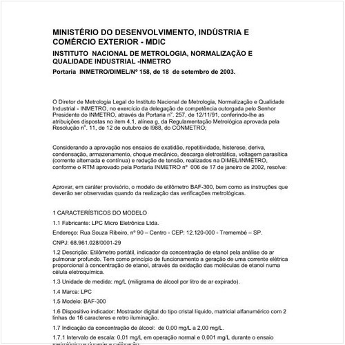 Portaria DIMEL/INMETRO 158:2003 - Situação: Revisto