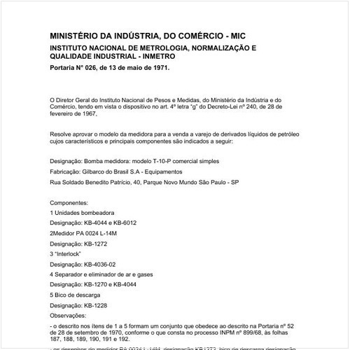 Portaria INPM/MIC 26:1971 - Situação: Em vigor