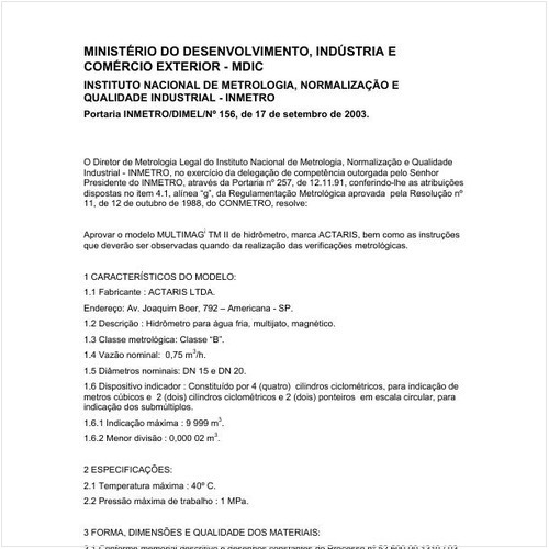 Portaria DIMEL/INMETRO 156:2003 - Situação: Revisto