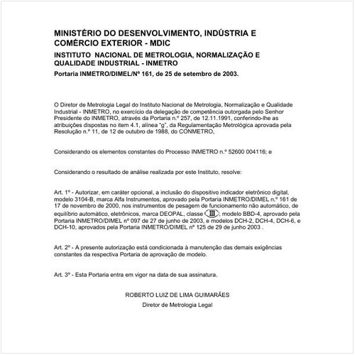Portaria DIMEL/INMETRO 161:2003 - Situação: Em vigor