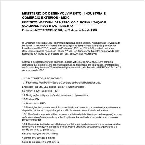 Portaria DIMEL/INMETRO 164:2003 - Situação: Revisto