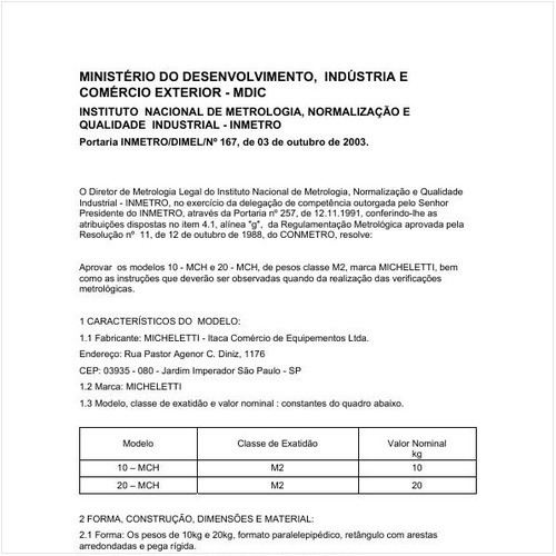 Portaria DIMEL/INMETRO 167:2003 - Situação: Revisto