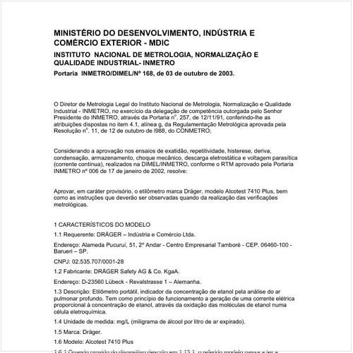 Portaria DIMEL/INMETRO 168:2003 - Situação: Revisto