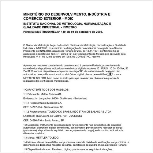 Portaria DIMEL/INMETRO 149:2003 - Situação: Revisto