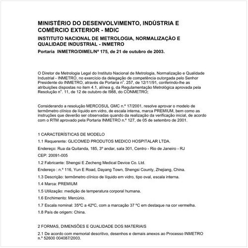 Portaria DIMEL/INMETRO 175:2003 - Situação: Revisto