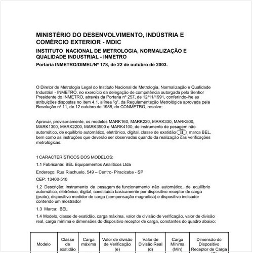Portaria DIMEL/INMETRO 178:2003 - Situação: Revisto