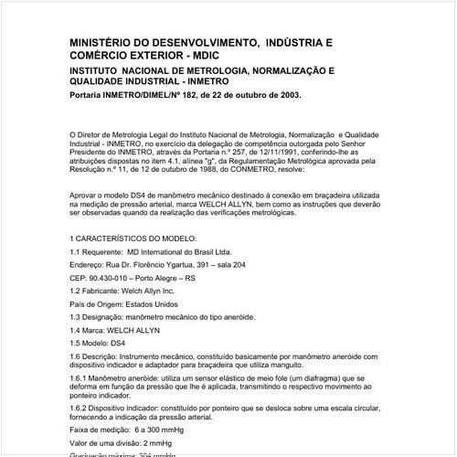 Portaria DIMEL/INMETRO 182:2003 - Situação: Revisto