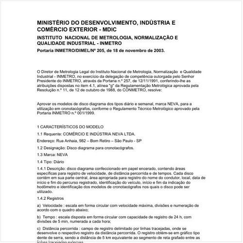 Portaria DIMEL/INMETRO 205:2003 - Situação: Em vigor