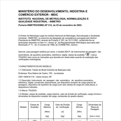 Portaria DIMEL/INMETRO 212:2003 - Situação: Revisto