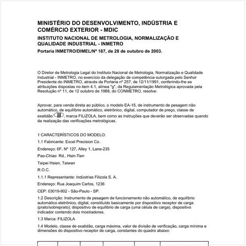Portaria DIMEL/INMETRO 187:2003 - Situação: Revisto