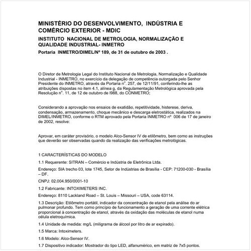 Portaria DIMEL/INMETRO 189:2003 - Situação: Revisto