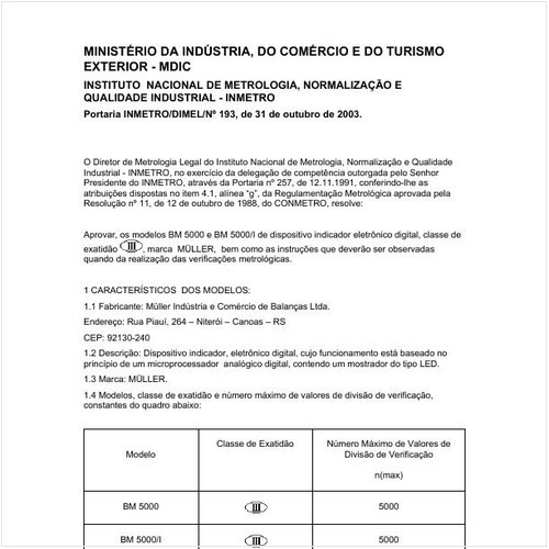 Portaria DIMEL/INMETRO 193:2003 - Situação: Revisto