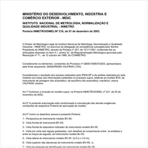 Portaria DIMEL/INMETRO 216:2003 - Situação: Em vigor