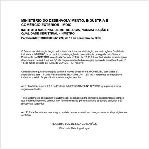 Portaria DIMEL/INMETRO 226:2003 - Situação: Revisto