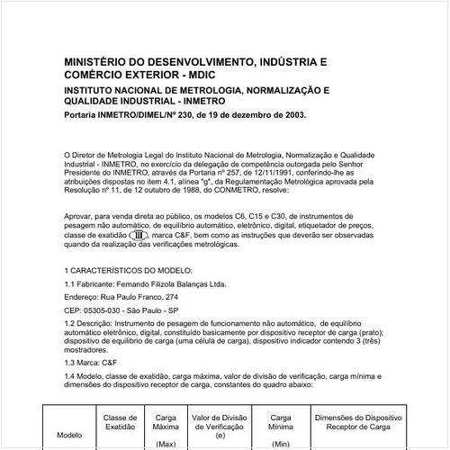 Portaria DIMEL/INMETRO 230:2003 - Situação: Revisto