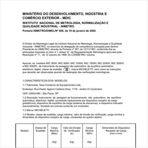 Portaria DIMEL/INMETRO 6:2004 - Situação: Revisto