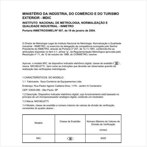 Portaria DIMEL/INMETRO 7:2004 - Situação: Revisto