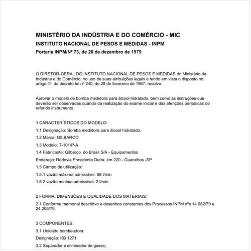 Portaria INPM/MIC 73:1979 - Situação: Em vigor