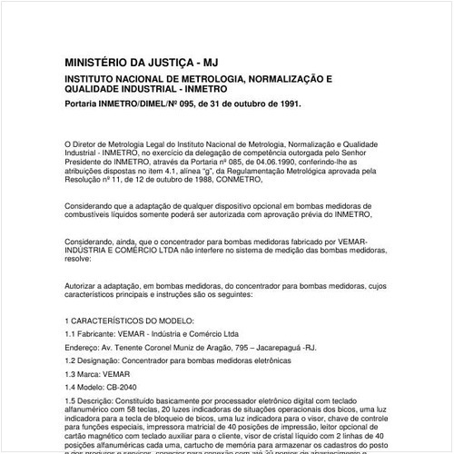 Portaria DIMEL/INMETRO 95:1991 - Situação: Revogado