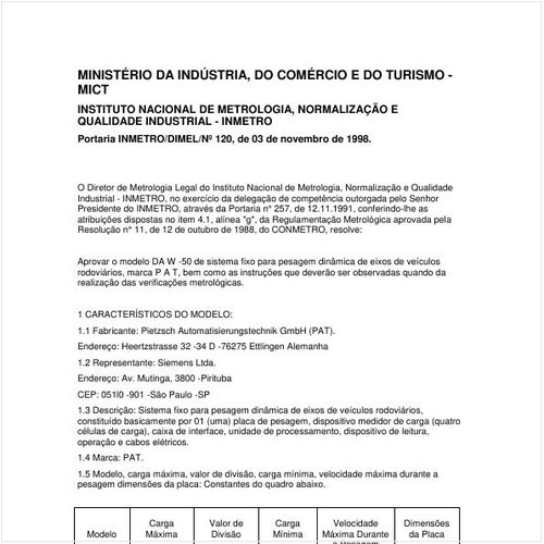 Portaria DIMEL/INMETRO 120:1998 - Situação: Revisto