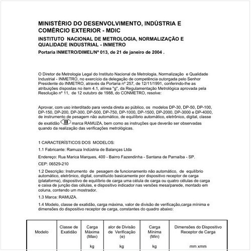 Portaria DIMEL/INMETRO 13:2004 - Situação: Revisto
