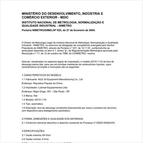 Portaria DIMEL/INMETRO 25:2004 - Situação: Revisto