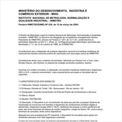 Portaria DIMEL/INMETRO 36:2004 - Situação: Revisto
