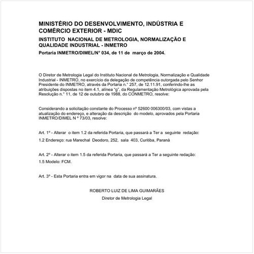 Portaria DIMEL/INMETRO 34:2004 - Situação: Em vigor